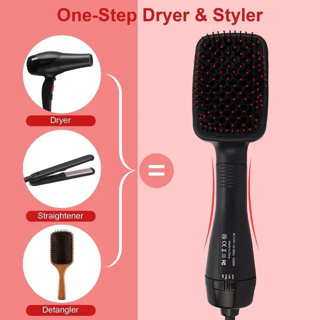 Alt view image 2 of 6 - Blow Dryer Brush Straightener, Detangling Straightening Smoothing in One Step, Reduce Frizz More Shiny for Salon-Quality Smooth Straight Hair Dryer Brush