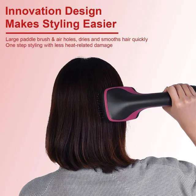 Alt view image 3 of 6 - Blow Dryer Brush Straightener, Detangling Straightening Smoothing in One Step, Reduce Frizz More Shiny for Salon-Quality Smooth Straight Hair Dryer Brush