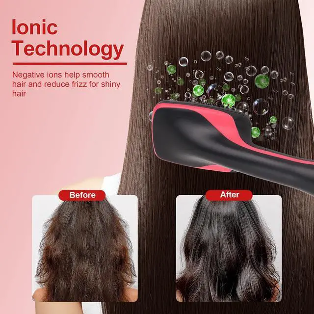 Alt view image 4 of 6 - Blow Dryer Brush Straightener, Detangling Straightening Smoothing in One Step, Reduce Frizz More Shiny for Salon-Quality Smooth Straight Hair Dryer Brush
