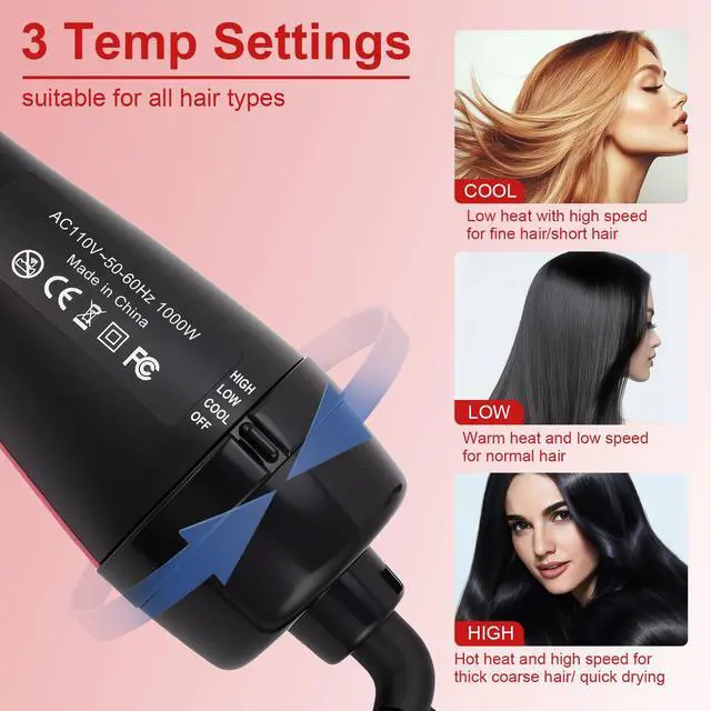 Alt view image 5 of 6 - Blow Dryer Brush Straightener, Detangling Straightening Smoothing in One Step, Reduce Frizz More Shiny for Salon-Quality Smooth Straight Hair Dryer Brush