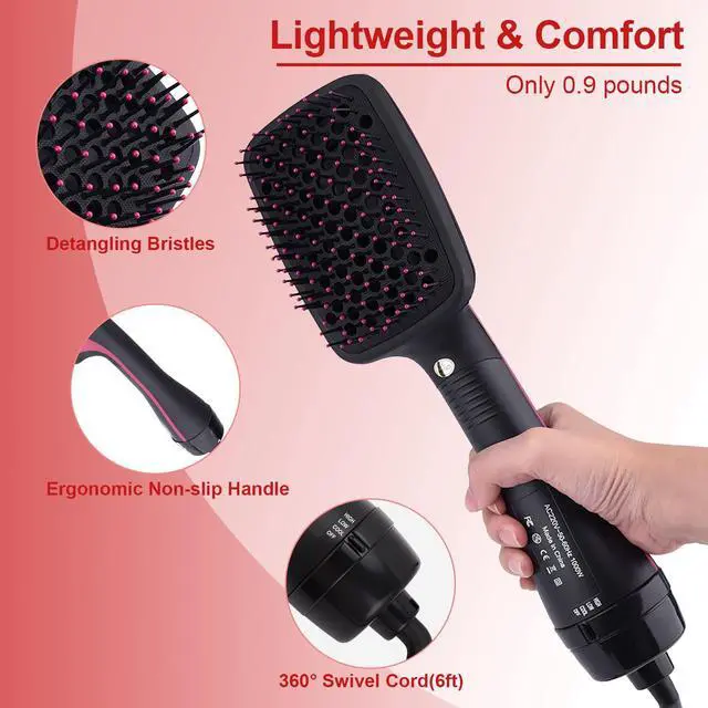 Alt view image 6 of 6 - Blow Dryer Brush Straightener, Detangling Straightening Smoothing in One Step, Reduce Frizz More Shiny for Salon-Quality Smooth Straight Hair Dryer Brush
