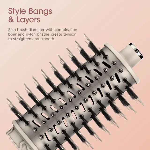 Alt view image 5 of 6 - FlexStyle Round Hot Air Brush Attachment for Blow Dryers, Hair Styling Tool for Straight, Wavy, Curly, and Coily Hair, Stone