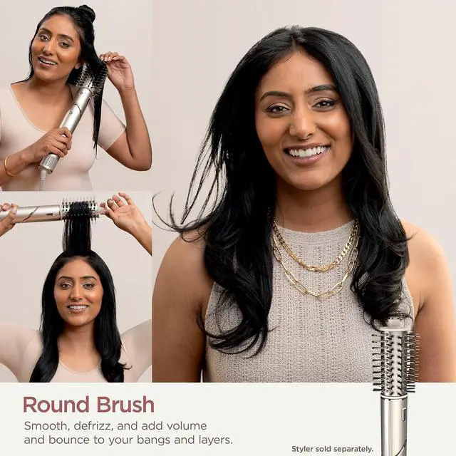 Alt view image 6 of 6 - FlexStyle Round Hot Air Brush Attachment for Blow Dryers, Hair Styling Tool for Straight, Wavy, Curly, and Coily Hair, Stone