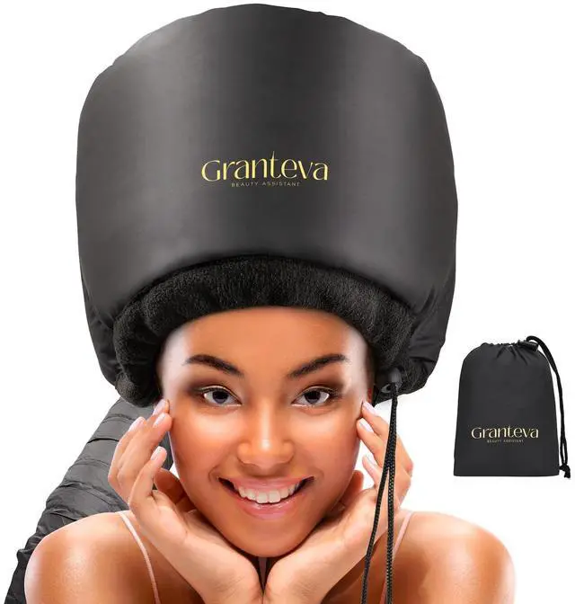 Main image of Hooded Hair Dryer Attachment w/A Headband Integrated That Reduces Heat Around Ears & Neck - Hair Dryer Hooded Diffuser Cap for Curly, Speeds Up Drying Time, Deep Conditioning At Home - Portable, Large