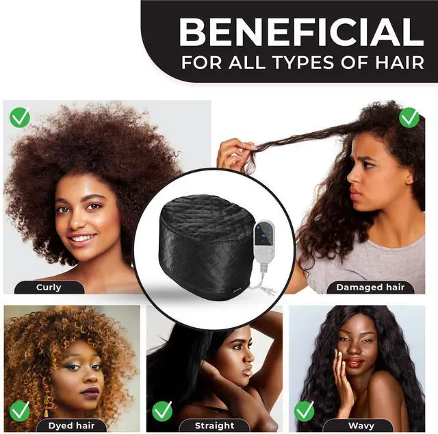 Alt view image 6 of 7 - Hair Steamer for Natural Hair Home Use w/10-level Heats Up Quickly, Heat Cap for Deep Conditioning - Thermal Heat Cap for Black Hair, Great for Deep Conditioner (Black)