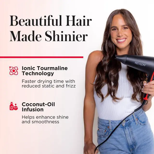 Alt view image 3 of 7 - SmoothStay Coconut Oil Infused Hair Dryer with Diffuser & Concentrator - Ionic Ceramic Blow Dryer for Frizz Control, Shine, Smoothness & Volume, 1875W Lightweight Salon-Quality