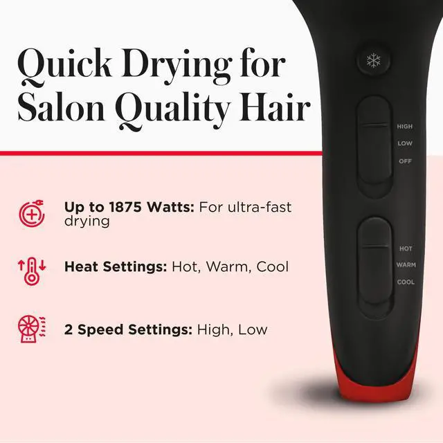 Alt view image 5 of 7 - SmoothStay Coconut Oil Infused Hair Dryer with Diffuser & Concentrator - Ionic Ceramic Blow Dryer for Frizz Control, Shine, Smoothness & Volume, 1875W Lightweight Salon-Quality