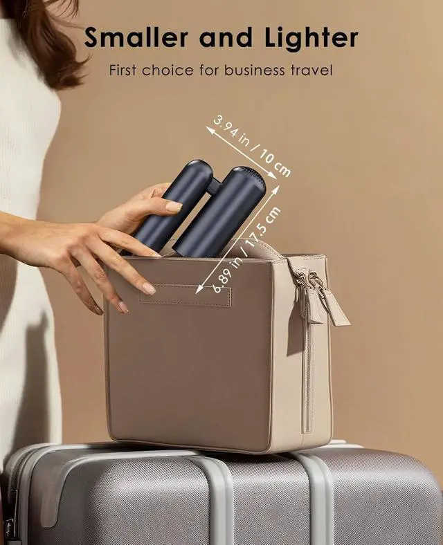 Alt view image 4 of 7 - Foldable Hair Dryer for Travel - Global Voltage with Auto-Sensing, 1B Plasma Particles, 200times/s Temp Control, Portable Blow Dryer with Single-Sided Comb, Gray