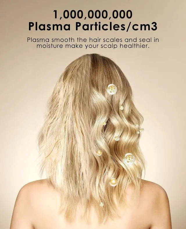 Alt view image 6 of 7 - Foldable Hair Dryer for Travel - Global Voltage with Auto-Sensing, 1B Plasma Particles, 200times/s Temp Control, Portable Blow Dryer with Single-Sided Comb, Gray