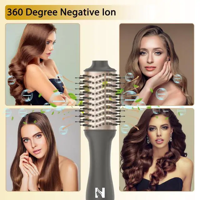 Alt view image 3 of 7 - Hair Dryer Brush, Blow Dryer Brush for Women Fast Styling, One Step Blowout Brush with Display Screen-Less Frizz, More Shine, Oval Ceramic Barrel, Negative Ion