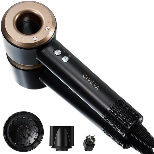 Main image of Dual Voltage Hair Dryer for European Travel & Home Use, 110,000RPM Fast Drying Ionic Blow Dryer with Diffuser, Lightweight/Quiet/Portable Hairdryer with 4 Temps, 3 Speeds & Cool Shot Black