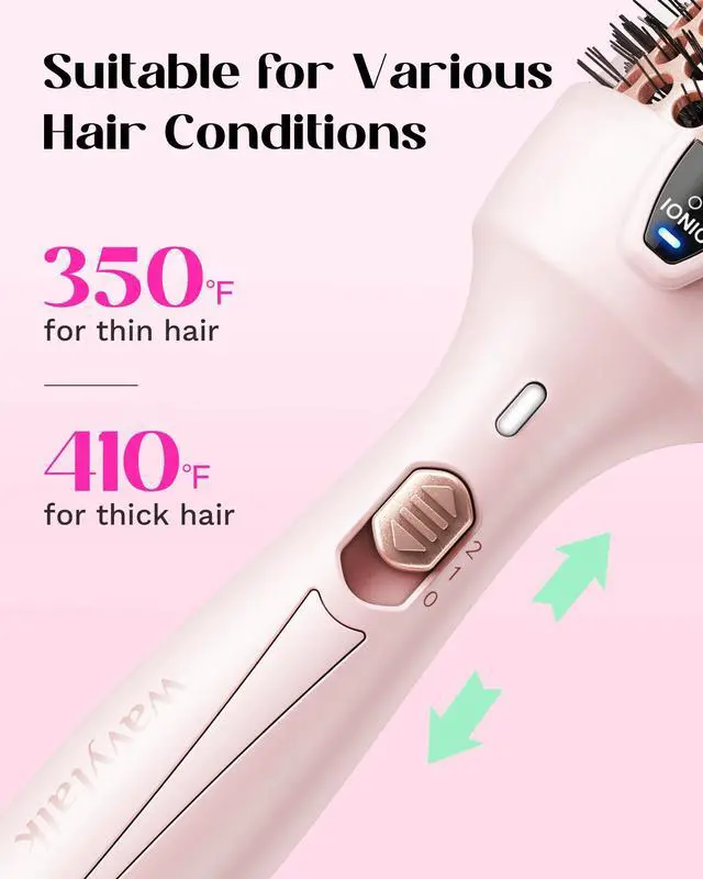 Alt view image 4 of 6 - Thermal Brush, Blowout Express 1.5 Inch Negative Ion Thermal Round Brush Creates Blowout Look Makes Hair Shinier & Smoother, Dual Voltage, Easy to Use (Pink)