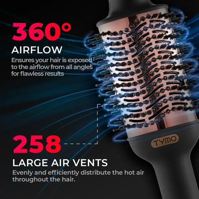 Alt view image 5 of 7 - Hair Dryer Brush Blow Dryer Brush in One, 4 in 1 Ionic Hairdryer and Styler Volumizer with Oval Titanium Barrel, Hot Air Straightener for Smooth Frizz-Free Blowout, Gold