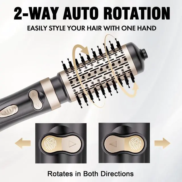 Alt view image 2 of 7 - Rotating Hair Dryer Brush, Hot Air Brush, Spinning Blow Dryer Brush with 2 Brushes (1.5" & 2"), Ionic Generator