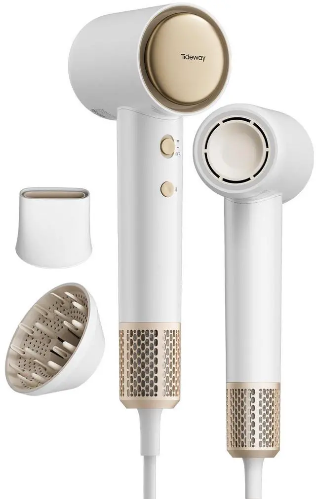 Main image of Hair Dryer, Blow Dryer with Diffuser, Ionic Professional High-Speed 1500W Low-Noise, 110,000 RPM Brushless Motor, Fast Drying, Travel Compact for Women & Men (Gold)