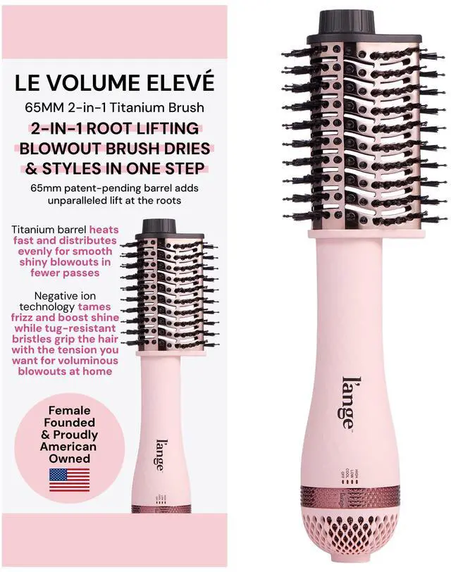 Main image of Le Volume Elevé 65MM 2-in-1 Titanium Brush Dryer | Dry and Style | Unique Teardrop Shape Barrel | 3 Heat Settings | 360° Vented Airflow | Ionic Technology for Frizz-Free Styling (Blush)