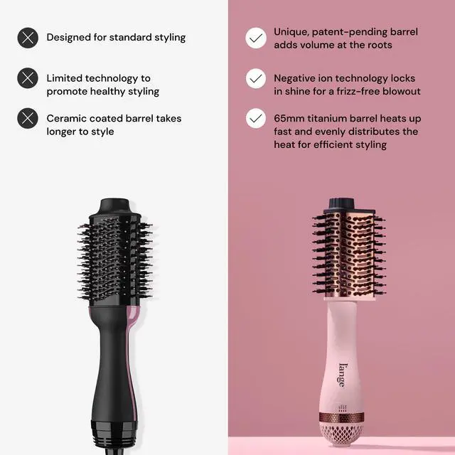 Alt view image 4 of 7 - Le Volume Elevé 65MM 2-in-1 Titanium Brush Dryer | Dry and Style | Unique Teardrop Shape Barrel | 3 Heat Settings | 360° Vented Airflow | Ionic Technology for Frizz-Free Styling (Blush)