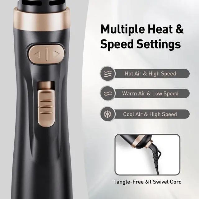 Alt view image 4 of 7 - Hair Dryer Brush 3-in-1 Hair Styler, Rotating Blow Dryer Brush with 2-Inch and 1.5-Inch Brushes