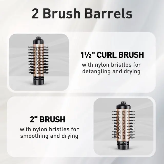 Alt view image 5 of 7 - Hair Dryer Brush 3-in-1 Hair Styler, Rotating Blow Dryer Brush with 2-Inch and 1.5-Inch Brushes