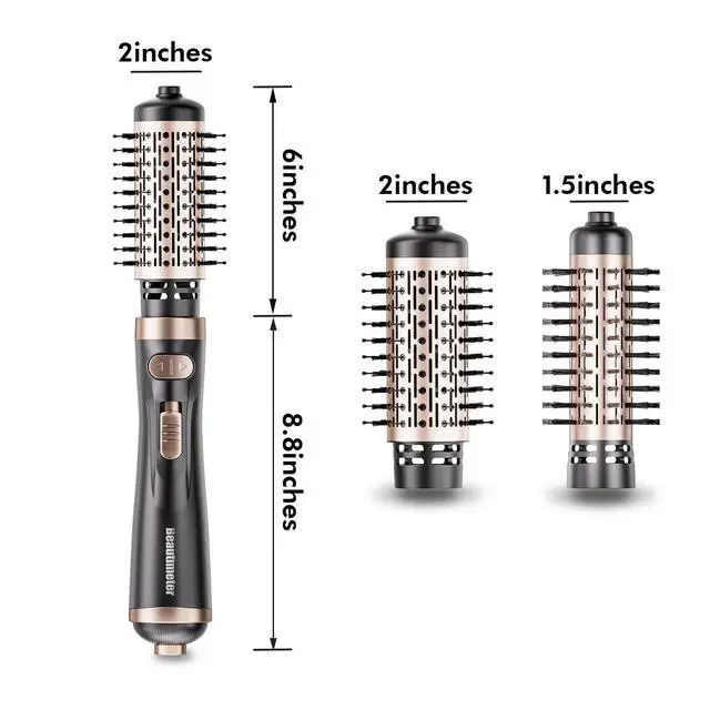 Alt view image 7 of 7 - Hair Dryer Brush 3-in-1 Hair Styler, Rotating Blow Dryer Brush with 2-Inch and 1.5-Inch Brushes