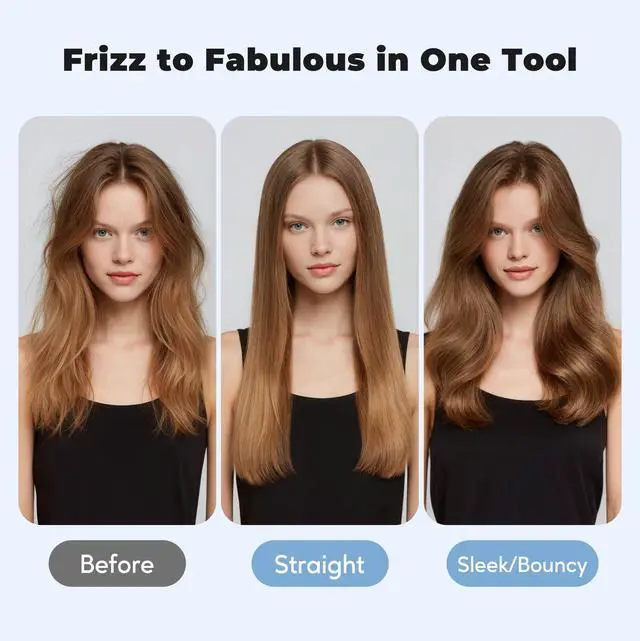 Alt view image 3 of 6 - 2.4" Thermal Brush, Large Barrel Heated Round Brush with Triple PTC & 5 Heat Settings (280-420°F), Lightweight Dual Voltage for Voluminous Big Curls, Waves & Straightening Long Hair