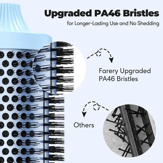 Alt view image 5 of 6 - 2.4" Thermal Brush, Large Barrel Heated Round Brush with Triple PTC & 5 Heat Settings (280-420°F), Lightweight Dual Voltage for Voluminous Big Curls, Waves & Straightening Long Hair