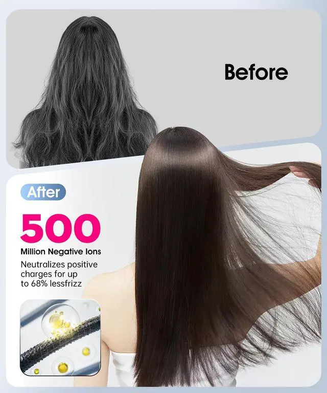 Alt view image 6 of 7 - Travel Hair Dryer, Dual Voltage Mini Ionic Blow Dryer for Fast Drying, Compact Lightweight Hair Dryer with Magnetic Diffuser for Home & Travel, Portable Hairdryer International 110-240V (Black)