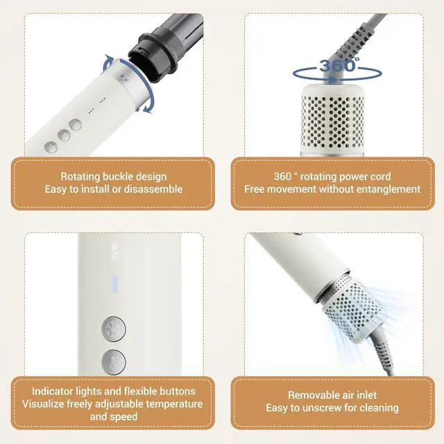 Alt view image 6 of 7 - 6 in 1 Hair Styler, High Speed Ionic Hair Dryer with Auto-Wrap Curlers, Blow Dryer Oval Brush & Volumizer, Hot Air Styler for Fast Drying,Curling, Smoothing & Volume, Hair Curler with Travel Case