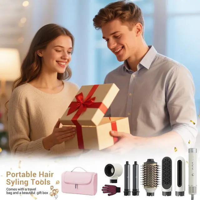 Alt view image 7 of 7 - 6 in 1 Hair Styler, High Speed Ionic Hair Dryer with Auto-Wrap Curlers, Blow Dryer Oval Brush & Volumizer, Hot Air Styler for Fast Drying,Curling, Smoothing & Volume, Hair Curler with Travel Case