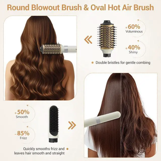 Alt view image 5 of 7 - 6 in 1 Hair Styler, High Speed Ionic Hair Dryer with Auto-Wrap Curlers, Blow Dryer Oval Brush & Volumizer, Hot Air Styler for Fast Drying,Curling, Smoothing & Volume, Hair Curler with Travel Case