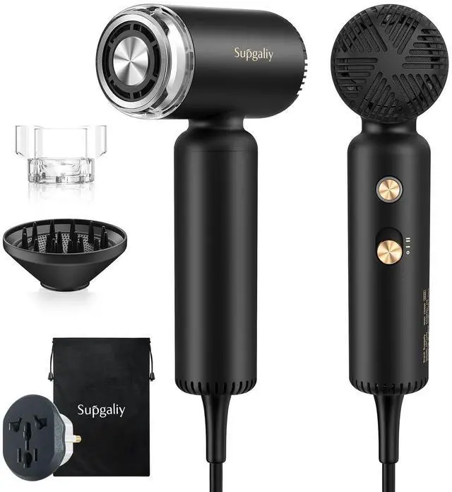 Main image of Dual Voltage Travel Hair Dryer, Mini Ionic Hair Dryers with Magnetic Curly Diffuser, 1500W High-Speed Fast Drying, Lightweight Compact Portable Blow Dryer, Gift Women,Quiet,European 100-240V