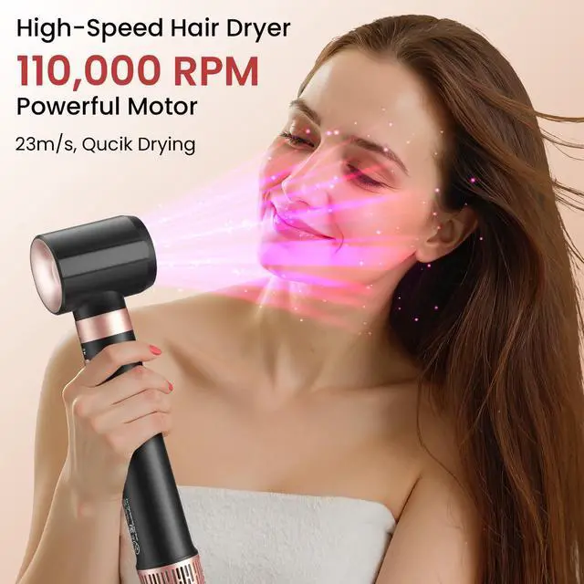 Alt view image 3 of 7 - Dual Voltage 3 in 1 Hot Hair Styler High-Speed Hair Dryer with Air Styler with Long Barrel Air Styler, European Hair Tools Styling, Fast Drying and Quick Styling, Travel Case,Gifts for Women