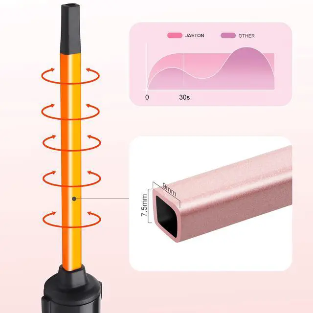 Alt view image 4 of 6 - Small Curling Iron 3/8 Inch, 9mm Thin Hair Curling Wand for Short and Long Hair, Professional Ceramic Hair Curler Wand, Include Heat Resistant Glove