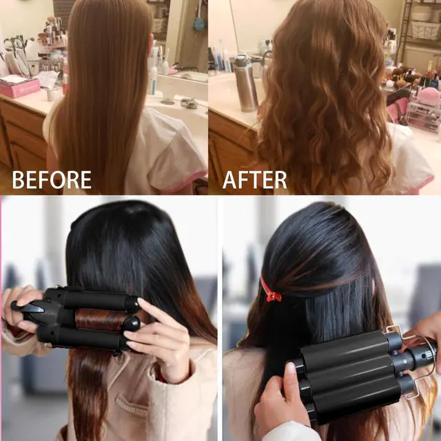 Alt view image 5 of 6 - 3 Barrel Curling Iron Jumbo 1.25 inch (32mm) Hair Curling Wand Crimper Instant Heating Adjustable Hair Curler with 2 Temperature Control