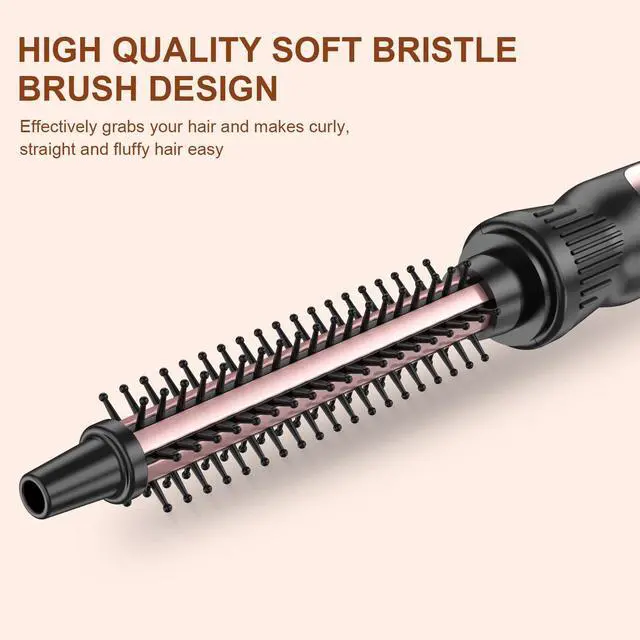 Alt view image 4 of 6 - Small Curling Brush, Heated Round Brush with Dual Voltage & Adjustable Temperature, Smooth & Voluminous Curls, Travel-Friendly Hair Styling Tool (Rose Gold, 1/2 inch)