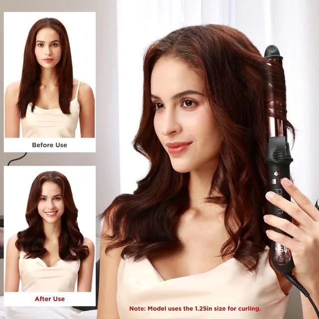 Alt view image 3 of 7 - 1.25inch/32mm Automatic Curling Iron for Big Curler, Rotating Curling Wand Up to 450°F, LCD Display, Auto-Shut Off & Dual Voltage, Negative Ion