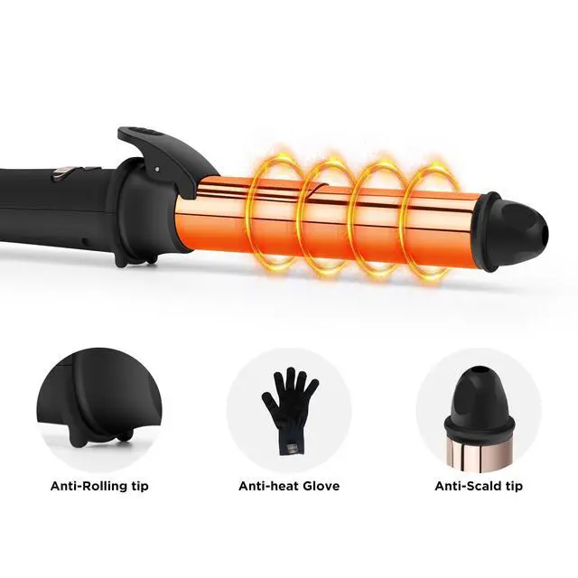 Alt view image 6 of 7 - 1.25inch/32mm Automatic Curling Iron for Big Curler, Rotating Curling Wand Up to 450°F, LCD Display, Auto-Shut Off & Dual Voltage, Negative Ion