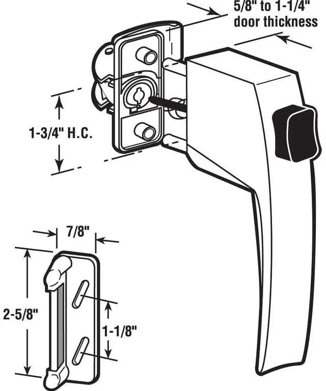 Alt view image 2 of 3 - K 5007 Screen and Storm Door Push Button Latch Set With Night Lock, Fits Doors 5/8 1-1/4 In. Thick, Black Finish (Single Pack)