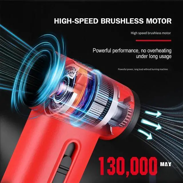 Alt view image 2 of 7 - Compressed Air Duster Rechargeable Cordless-130000RPM Brushless Motor Stepless Control Handheld Mini Blower, 33m/s Wind Speed-Electric Air Duster for PC, Keyboard, Home, Car NG-TB001 (Blue)