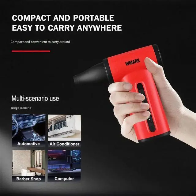 Alt view image 5 of 7 - Compressed Air Duster Rechargeable Cordless-130000RPM Brushless Motor Stepless Control Handheld Mini Blower, 33m/s Wind Speed-Electric Air Duster for PC, Keyboard, Home, Car NG-TB001 (Blue)