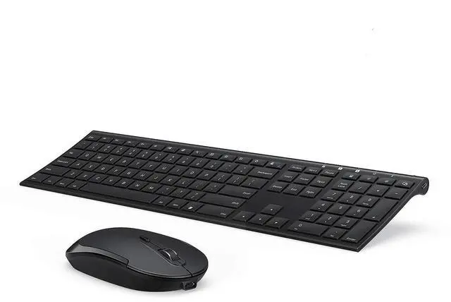 Main image of Wireless Keyboard and Mouse, 2.4GHz Rechargeable Compact Quiet Full-Size Keyboard and Mouse Combo with Nano USB Receiver for Windows, Laptop, PC, Notebook-Black