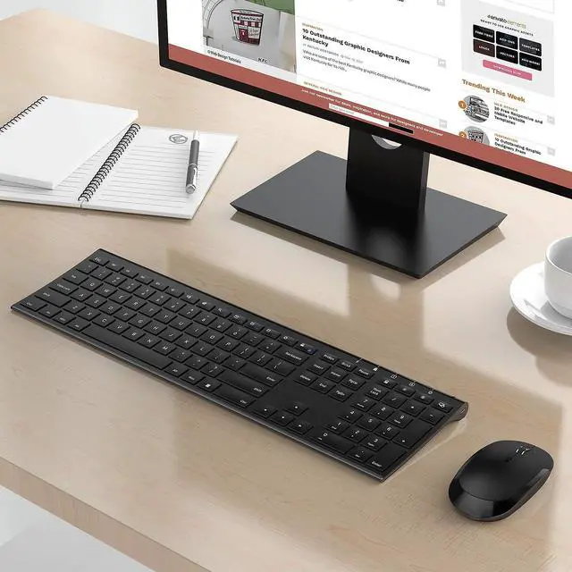 Alt view image 7 of 7 - Wireless Keyboard and Mouse, 2.4GHz Rechargeable Compact Quiet Full-Size Keyboard and Mouse Combo with Nano USB Receiver for Windows, Laptop, PC, Notebook-Black