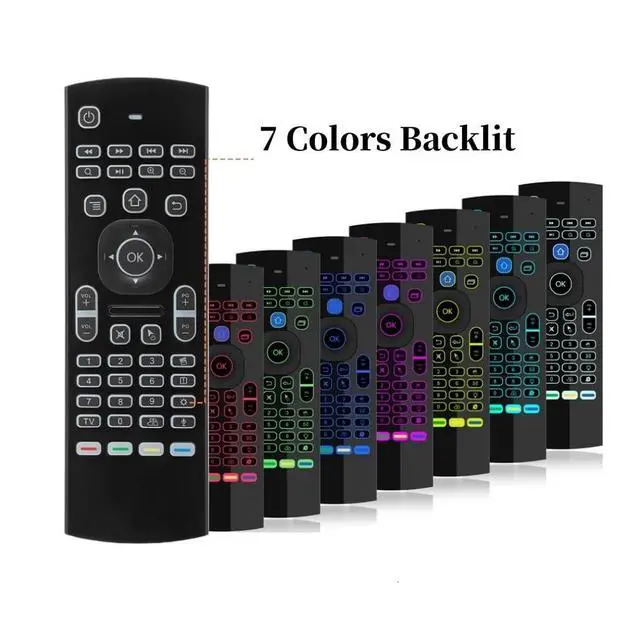 Alt view image 4 of 7 - MX3 2.4G Mini Wireless Keyboard,Multifunctional Air Remote Mouse with Input Voice, 7 Color Backlit Remote Control, Infrared Remote Control for Android TV Box Projector PC MAC PS3 Pad Xbox