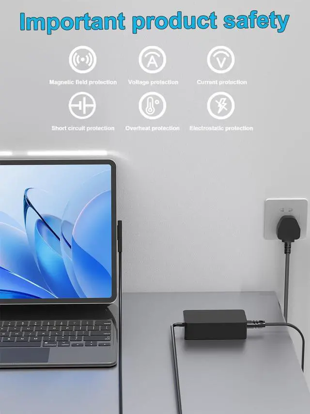 Alt view image 5 of 7 - 65W Surface Charger Compatible with Microsoft Surface Pro 10 9 8 7+ 7 6 5 4 3 X Surface Laptop 7 6 5 4 3 2 1 Surface Book 3 2 1 Surface Go 4 3 2 1 Tablet Windows Replacement Adapter