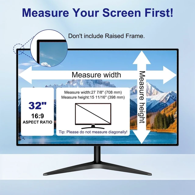 Alt view image 2 of 5 - LUSA DESIGN 32 Inch Privacy Screen for Computer Monitor 16:9 Aspect Ratio