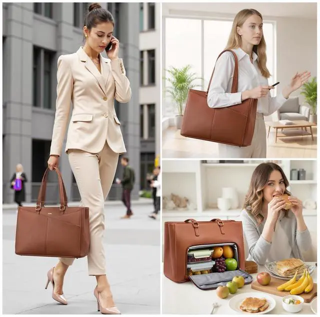 Alt view image 2 of 5 - LOVEVOOK Lunch Tote Bag for Women, Laptop Bag for Work with Insulated Lunch Compartment 15.6 Inch 2 in 1 Lunch Tote Large Capacity Computer Handbag for Work, Teacher, Nurse, Office, Casual