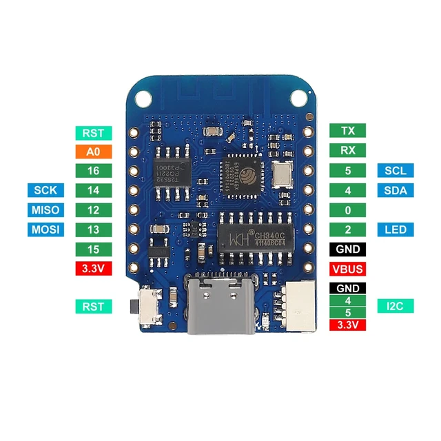 Alt view image 3 of 5 - AITRIP 10PCS WeMos D1 Mini V4.0.0 Type-C USB WiFi Internet of Things Board Based ESP8266 4MB Compatible with Arduino MicroPython Nodemcu(10PCS Wemos d1 mini)