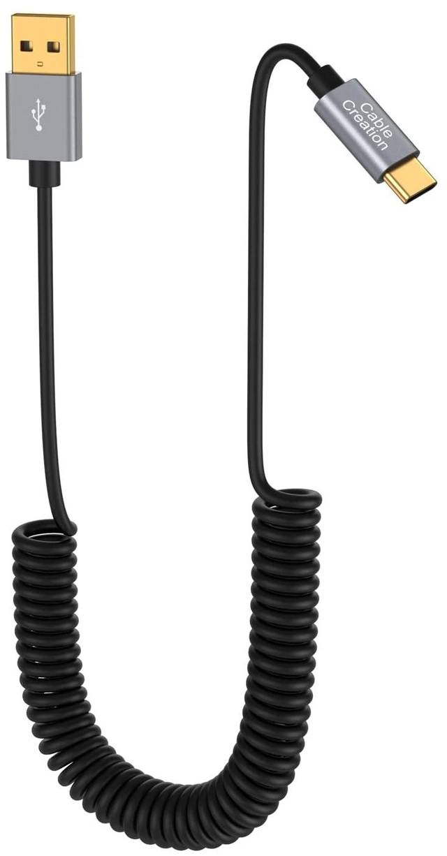 Main image of CableCreation Coiled USB A to C 60W Fast Charging Cable Max 5FT for CarPlay