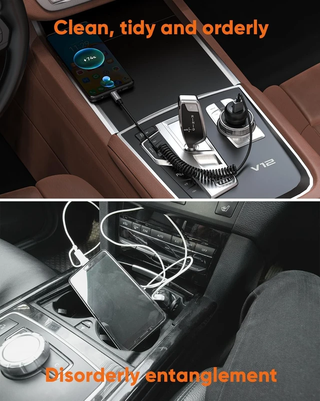 Alt view image 5 of 5 - CableCreation Coiled USB A to C 60W Fast Charging Cable Max 5FT for CarPlay