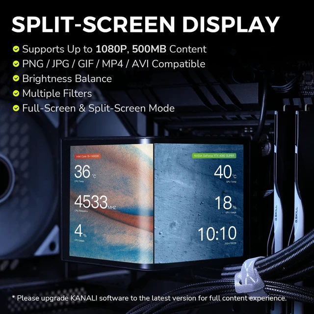 Alt view image 5 of 5 - TRYX Panorama 360mm AIO Curved Screen GIPHY Built-in Asetek 320w TDP